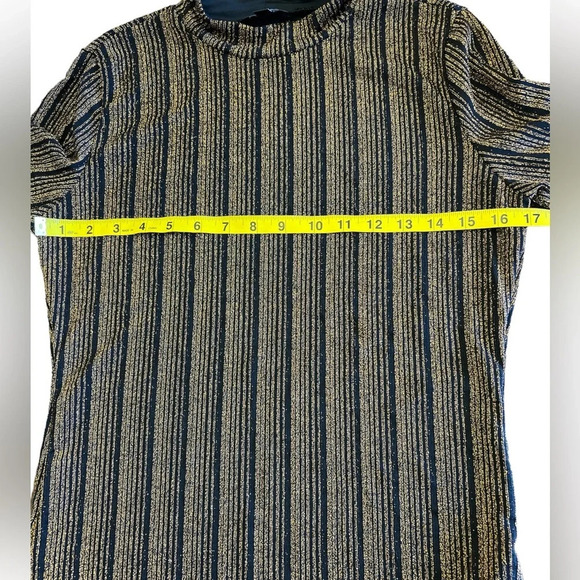 Guess Black and Gold Striped Long Sleeve Top - Size M - Picture 7 of 7
